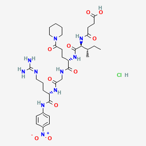 molecular formula C34H53ClN10O10 B3026015 N-(3-carboxy-1-oxopropyl)-L-isoleucyl-5-oxo-5-(1-piperidinyl)-L-norvalylglycyl-N-(4-nitrophenyl)-L-argininamide, monohydrochloride CAS No. 1379822-04-4