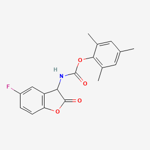 N-(5-fluoro-2,3-dihydro-2-oxo-3-benzofuranyl)-carbamic acid-2,4,6-trimethylphenyl ester