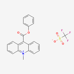 molecular formula C22H16F3NO5S B3026268 10-Methyl-9-(phenoxycarbonyl)-acridinium,1,1,1-trifluoromethanesulfonate 