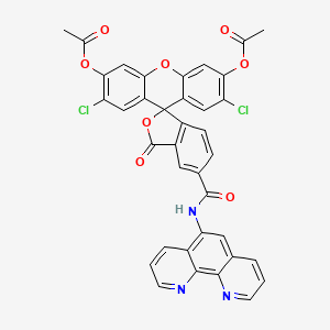 molecular formula C37H21Cl2N3O8 B3026287 3',6'-bis(acetyloxy)-2',7'-dichloro-3-oxo-N-1,10-phenanthrolin-5-yl-spiro[isobenzofuran-1(3H),9'-[9H]xanthene]-5-carboxamide 