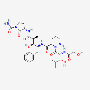 (S)-N-((2S,3S,4S)-5-(((S)-1-carbamoyl-2-oxopyrrolidin-3-yl)amino)-3-hydroxy-4-methyl-5-oxo-1-phenylpentan-2-yl)-2-((2R,3R)-3-hydroxy-2-(2-methoxyacetamido)-4-methylpentanoyl)hexahydropyridazine-3-carboxamide