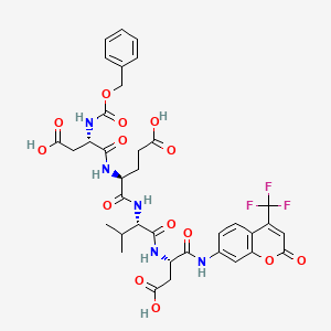 (4S)-5-[[(2S)-1-[[(2S)-3-Carboxy-1-oxo-1-[[2-oxo-4-(trifluoromethyl)chromen-7-yl]amino]propan-2-yl]amino]-3-methyl-1-oxobutan-2-yl]amino]-4-[[(2S)-3-carboxy-2-(phenylmethoxycarbonylamino)propanoyl]amino]-5-oxopentanoic acid