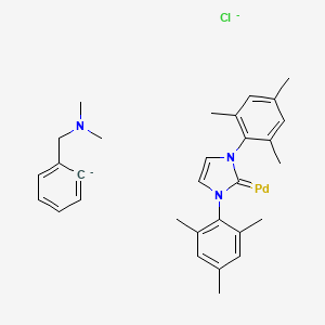 molecular formula C30H36ClN3Pd-2 B3026683 Chloro[(1,3-dimesitylimidazol-2-ylidene)(N,N-dimethylbenzylamine)palladium(II)] CAS No. 1058661-78-1
