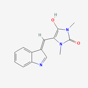 molecular formula C14H13N3O2 B3026893 5-[(1H-Indol-3-yl)methylidene]-1,3-dimethylimidazolidine-2,4-dione CAS No. 117603-69-7