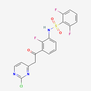 molecular formula C18H11ClF3N3O3S B3026958 N-(3-(2-(2-chloropyrimidin-4-yl)acetyl)-2-fluorophenyl)-2,6-difluorobenzenesulfonamide CAS No. 1195768-20-7