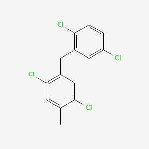 molecular formula C14H10Cl4 B3027010 Benzene, 1,4-dichloro-2-((2,5-dichlorophenyl)methyl)-5-methyl- CAS No. 121107-54-8