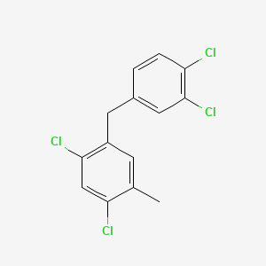 molecular formula C14H10Cl4 B3027011 Benzene, 1,5-dichloro-2-((3,4-dichlorophenyl)methyl)-4-methyl- CAS No. 121107-65-1