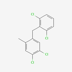 molecular formula C14H10Cl4 B3027012 Benzene, 1,2-dichloro-4-((2,6-dichlorophenyl)methyl)-5-methyl- CAS No. 121107-83-3