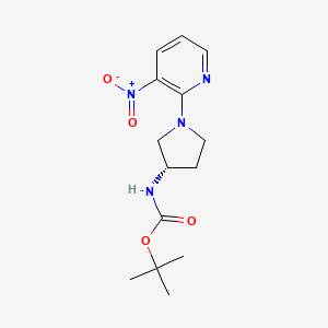 molecular formula C14H20N4O4 B3027075 (S)-tert-Butyl 1-(3-nitropyridin-2-yl)pyrrolidin-3-ylcarbamate CAS No. 1233860-11-1