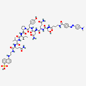 molecular formula C73H97N17O18S B3027299 DABCYL-GABA-Ser-Gln-Asn-Tyr-Pro-Ile-Val-Gln-EDANS CAS No. 127134-13-8