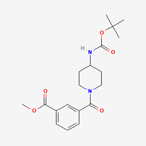 molecular formula C19H26N2O5 B3027396 Methyl 3-[4-(tert-butoxycarbonyl)amino-piperidine-1-carbonyl]benzoate CAS No. 1286265-08-4