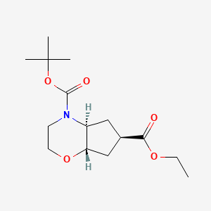 molecular formula C15H25NO5 B3027501 Racemic-(4aS,6R,7aS)-4-tert-butyl 6-ethyl hexahydrocyclopenta[b][1,4]oxazine-4,6(4aH)-dicarboxylate CAS No. 1290627-68-7