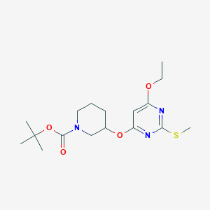 molecular formula C17H27N3O4S B3027662 tert-Butyl 3-((6-ethoxy-2-(methylthio)pyrimidin-4-yl)oxy)piperidine-1-carboxylate CAS No. 1353977-75-9