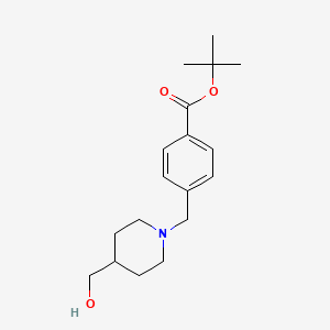 molecular formula C18H27NO3 B3027824 tert-Butyl 4-((4-(hydroxymethyl)piperidin-1-yl)methyl)benzoate CAS No. 1401966-70-8