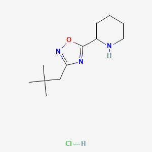 molecular formula C12H22ClN3O B3027825 2-[3-(2,2-Dimethylpropyl)-1,2,4-oxadiazol-5-yl]piperidine hydrochloride CAS No. 1402232-48-7