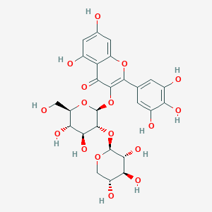 molecular formula C26H28O17 B3027892 Myricetin 3-O-beta-D-xylopyranosyl(1-2)-beta-D-glucopyranoside CAS No. 142449-93-2