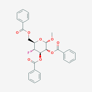 molecular formula C₂₈H₂₅FO₈ B030279 Methyl 2,3,6-tri-O-benzoyl-4-deoxy-4-fluoro-alpha-D-glucopyranoside CAS No. 84065-98-5