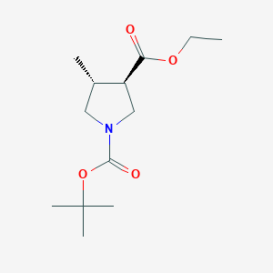 molecular formula C13H23NO4 B3027911 trans-1-Tert-butyl 3-ethyl 4-methylpyrrolidine-1,3-dicarboxylate CAS No. 1434126-89-2