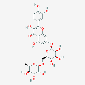 molecular formula C27H30O16 B3028028 2-(3,4-Dihydroxyphenyl)-3,5-dihydroxy-7-[3,4,5-trihydroxy-6-[(3,4,5-trihydroxy-6-methyloxan-2-yl)oxymethyl]oxan-2-yl]oxychromen-4-one CAS No. 147714-62-3