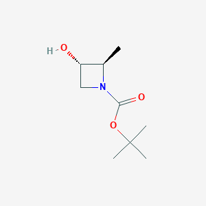 molecular formula C9H17NO3 B3028154 tert-Butyl trans-3-hydroxy-2-methylazetidine-1-carboxylate CAS No. 1638744-13-4