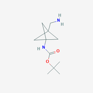 molecular formula C11H20N2O2 B3028156 tert-butyl N-[3-(aminomethyl)bicyclo[1.1.1]pentan-1-yl]carbamate CAS No. 1638765-05-5