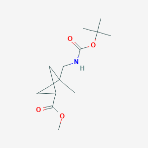 molecular formula C13H21NO4 B3028159 Methyl 3-(((tert-butoxycarbonyl)amino)methyl)bicyclo[1.1.1]pentane-1-carboxylate CAS No. 1638768-01-0