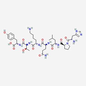 molecular formula C41H63N11O11 B3028182 L-Tyrosine, L-histidyl-L-prolyl-L-leucyl-L-glutaminyl-L-lysyl-L-threonyl- CAS No. 167095-71-8