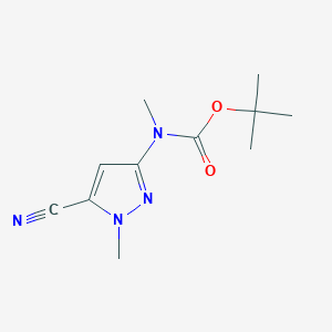 molecular formula C11H16N4O2 B3028196 tert-Butyl (5-cyano-1-methyl-1H-pyrazol-3-yl)(methyl)carbamate CAS No. 1692906-02-7