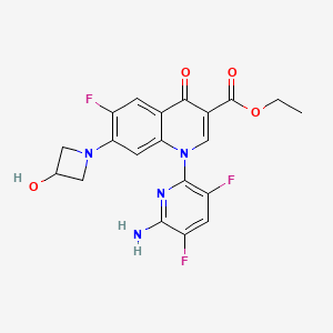 molecular formula C20H17F3N4O4 B3028256 Ethyl 1-(6-amino-3,5-difluoropyridin-2-yl)-6-fluoro-7-(3-hydroxyazetidin-1-yl)-4-oxo-1,4-dihydroquinoline-3-carboxylate CAS No. 1788043-98-0