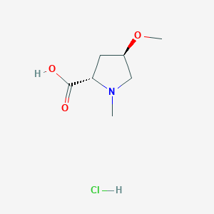 molecular formula C7H14ClNO3 B3028320 (2S,4R)-4-Methoxy-1-methylpyrrolidine-2-carboxylic acid hydrochloride CAS No. 1860012-51-6
