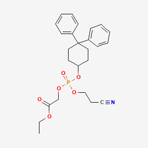 molecular formula C25H30NO6P B3028527 Ethyl 2-[(2-Cyanoethoxy)(4,4-diphenylcyclohexyloxy)phosphoryloxy]acetate CAS No. 2173111-94-7