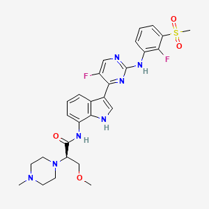 molecular formula C28H31F2N7O4S B3028566 Londamocitinib CAS No. 2241039-81-4