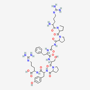 2-[[2-[[1-[2-[[2-[[2-[[1-[1-[2-Amino-5-(diaminomethylideneamino)pentanoyl]pyrrolidine-2-carbonyl]pyrrolidine-2-carbonyl]amino]acetyl]amino]-3-phenylpropanoyl]amino]-3-hydroxypropanoyl]pyrrolidine-2-carbonyl]amino]-3-(4-hydroxyphenyl)propanoyl]amino]-5-(diaminomethylideneamino)pentanoic acid
