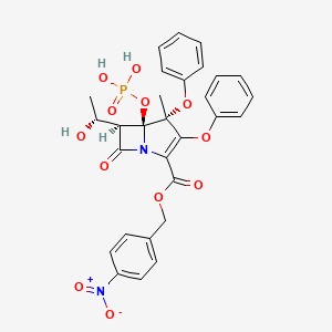 molecular formula C29H27N2O12P B3028921 (4-nitrophenyl)methyl (4R,5S,6S)-6-[(1R)-1-hydroxyethyl]-4-methyl-7-oxo-3,4-diphenoxy-5-phosphonooxy-1-azabicyclo[3.2.0]hept-2-ene-2-carboxylate CAS No. 39450-01-6