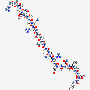 molecular formula C152H252N44O42 B3028979 4-[[1-[[1-[[1-[[1-[[5-amino-1-[[1-[[1-[[1-[[6-amino-1-[[1-[[1-[[1-[[5-amino-1-[[1-[[1-[[1-[[1-[[6-amino-1-[[1-[[1-[[5-amino-1-[[1-[[1-[[1-[[1-[(1-amino-5-carbamimidamido-1-oxopentan-2-yl)amino]-3-hydroxy-1-oxopropan-2-yl]amino]-4-methyl-1-oxopentan-2-yl]amino]-3-methyl-1-oxopentan-2-yl]amino]-3-carboxy-1-oxopropan-2-yl]amino]-1,5-dioxopentan-2-yl]amino]-4-methyl-1-oxopentan-2-yl]amino]-4-methyl-1-oxopentan-2-yl]amino]-1-oxohexan-2-yl]amino]-5-carbamimidamido-1-oxopentan-2-yl]amino]-1-oxopropan-2-yl]amino]-3-hydroxy-1-oxopropan-2-yl]amino]-4-methyl-1-oxopentan-2-yl]amino]-1,5-dioxopentan-2-yl]amino]-1-oxopropan-2-yl]amino]-4-methyl-1-oxopentan-2-yl]amino]-3-methyl-1-oxobutan-2-yl]amino]-1-oxohexan-2-yl]amino]-5-carbamimidamido-1-oxopentan-2-yl]amino]-3-(4-hydroxyphenyl)-1-oxopropan-2-yl]amino]-3-hydroxy-1-oxopropan-2-yl]amino]-1,5-dioxopentan-2-yl]amino]-3-hydroxy-1-oxobutan-2-yl]amino]-1-oxo-3-phenylpropan-2-yl]amino]-3-methyl-1-oxopentan-2-yl]amino]-1-oxopropan-2-yl]amino]-3-[2-[[2-amino-3-(4-hydroxyphenyl)propanoyl]amino]propanoylamino]-4-oxobutanoic acid 