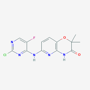 molecular formula C13H11ClFN5O2 B3029199 6-((2-Chloro-5-fluoropyrimidin-4-yl)amino)-2,2-dimethyl-2H-pyrido[3,2-b][1,4]oxazin-3(4H)-one CAS No. 575484-83-2