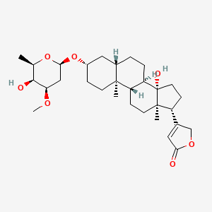 molecular formula C30H46O7 B3029211 3-[(3S,5S,8R,9S,10S,13R,14S,17R)-14-Hydroxy-3-[(2R,4R,5S,6R)-5-hydroxy-4-methoxy-6-methyloxan-2-yl]oxy-10,13-dimethyl-1,2,3,4,5,6,7,8,9,11,12,15,16,17-tetradecahydrocyclopenta[a]phenanthren-17-yl]-2H-furan-5-one CAS No. 58407-69-5
