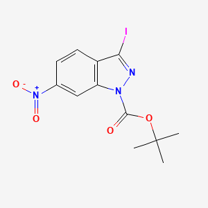 molecular formula C12H12IN3O4 B3029214 tert-Butyl 3-iodo-6-nitro-1H-indazole-1-carboxylate CAS No. 586330-18-9