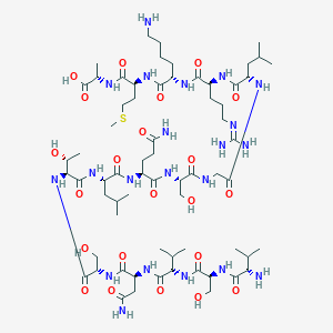 molecular formula C66H119N21O22S B3029217 L-Valyl-L-seryl-L-valyl-L-asparaginyl-L-seryl-L-threonyl-L-leucyl-L-glutaminyl-L-serylglycyl-L-leucyl-N~5~-(diaminomethylidene)-L-ornithyl-L-lysyl-L-methionyl-L-alanine CAS No. 587886-51-9