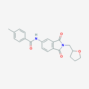 molecular formula C21H20N2O4 B302929 N-[1,3-dioxo-2-(tetrahydrofuran-2-ylmethyl)-2,3-dihydro-1H-isoindol-5-yl]-4-methylbenzamide 