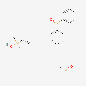 molecular formula C18H26O3Si3 B3029533 dimethyl(oxo)silane;ethenyl-hydroxy-dimethylsilane;oxo(diphenyl)silane CAS No. 68951-96-2
