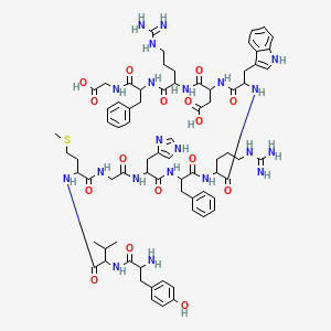 molecular formula C74H99N21O16S B3029619 Tyrosylvalylmethionylglycylhistidylphenylalanylarginyltryptophyl-alpha-aspartylarginylphenylalanylglycine CAS No. 72711-43-4