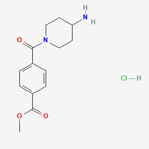 molecular formula C14H19ClN2O3 B3029785 Methyl 4-(4-aminopiperidine-1-carbonyl)benzoate hydrochloride CAS No. 784177-43-1