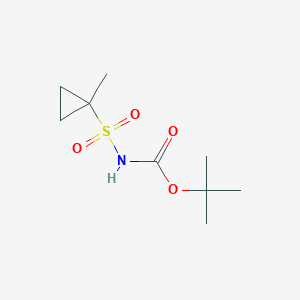 molecular formula C9H17NO4S B3029970 Carbamic acid, [(1-methylcyclopropyl)sulfonyl]-, 1,1-dimethylethyl ester CAS No. 849022-29-3
