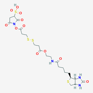molecular formula C22H32N4O11S4 B3030043 Sulphosuccinimidyl-2-(biotinamido)ethyl-1,3-dithiopropionate CAS No. 858128-64-0