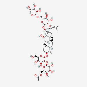 [(2R,3S,4S,5R,6S)-6-[(2R,3R,4S,5S,6R)-4,5-dihydroxy-6-(hydroxymethyl)-2-[[(3S,5R,8R,9R,10R,12R,13R,14R,17S)-12-hydroxy-4,4,8,10,14-pentamethyl-17-[(2S)-6-methyl-2-[(2S,3R,4S,5S,6R)-3,4,5-trihydroxy-6-[[(2S,3R,4S,5S)-3,4,5-trihydroxyoxan-2-yl]oxymethyl]oxan-2-yl]oxyhept-5-en-2-yl]-2,3,5,6,7,9,11,12,13,15,16,17-dodecahydro-1H-cyclopenta[a]phenanthren-3-yl]oxy]oxan-3-yl]oxy-3,4,5-trihydroxyoxan-2-yl]methyl acetate