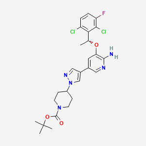 molecular formula C26H30Cl2FN5O3 B3030190 (R)-tert-Butyl 4-(4-(6-amino-5-(1-(2,6-dichloro-3-fluorophenyl)ethoxy)pyridin-3-yl)-1H-pyrazol-1-yl)piperidine-1-carboxylate CAS No. 877399-51-4