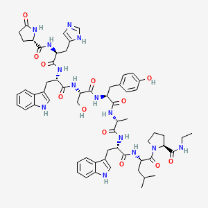 molecular formula C61H76N14O12 B3030340 (Des-Gly10,D-Ala6,Pro-NHEt9)-LHRH (salmon) CAS No. 88848-87-7
