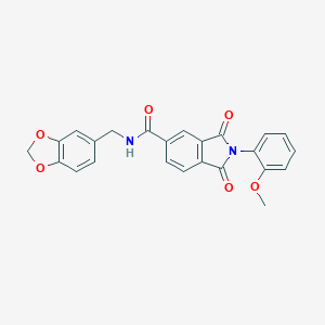 molecular formula C24H18N2O6 B303047 N-(1,3-benzodioxol-5-ylmethyl)-2-(2-methoxyphenyl)-1,3-dioxo-2,3-dihydro-1H-isoindole-5-carboxamide 