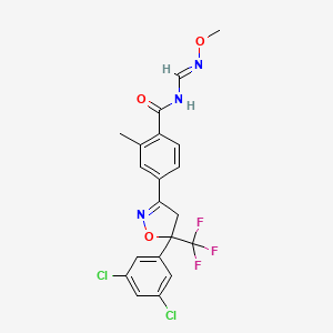 molecular formula C20H16Cl2F3N3O3 B3030603 4-[5-(3,5-dichlorophenyl)-5-(trifluoromethyl)-4H-1,2-oxazol-3-yl]-N-[(Z)-methoxyiminomethyl]-2-methylbenzamide CAS No. 928783-29-3